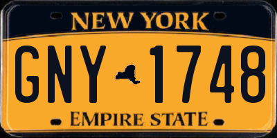 NY license plate GNY1748