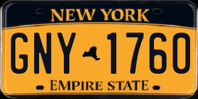 NY license plate GNY1760