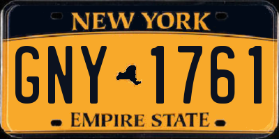NY license plate GNY1761