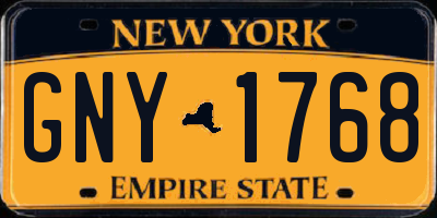 NY license plate GNY1768