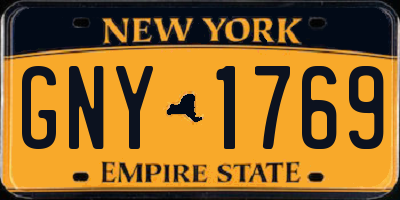NY license plate GNY1769