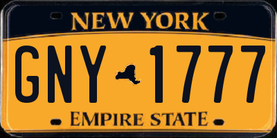 NY license plate GNY1777