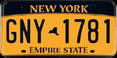 NY license plate GNY1781