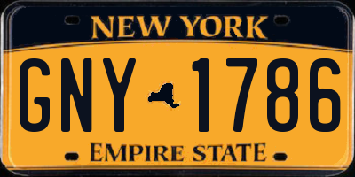 NY license plate GNY1786