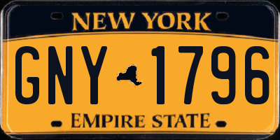 NY license plate GNY1796