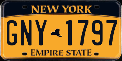NY license plate GNY1797