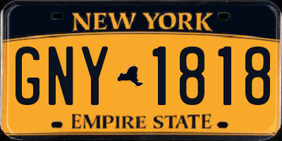 NY license plate GNY1818