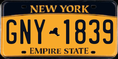 NY license plate GNY1839