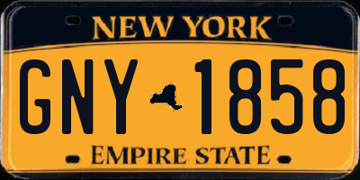 NY license plate GNY1858