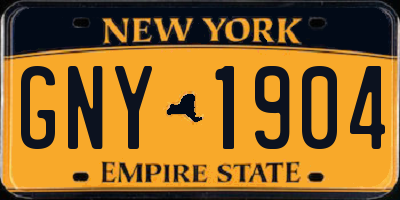 NY license plate GNY1904