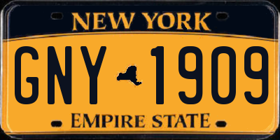 NY license plate GNY1909
