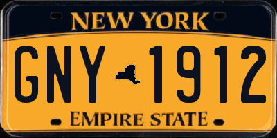 NY license plate GNY1912
