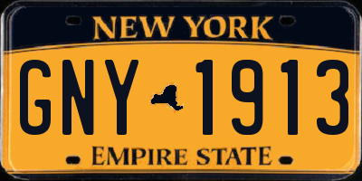 NY license plate GNY1913