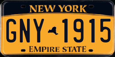 NY license plate GNY1915