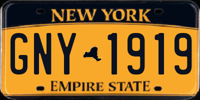 NY license plate GNY1919