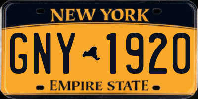 NY license plate GNY1920