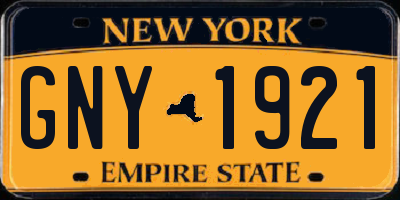 NY license plate GNY1921