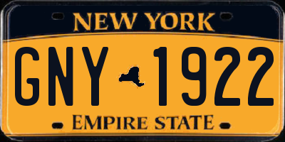 NY license plate GNY1922