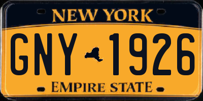 NY license plate GNY1926