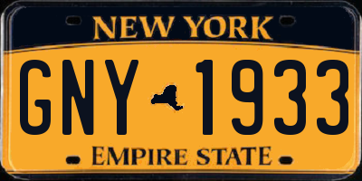 NY license plate GNY1933
