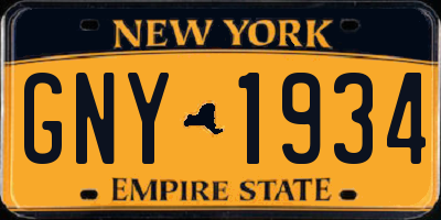 NY license plate GNY1934