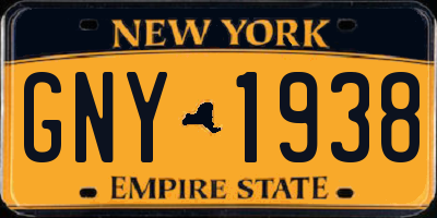 NY license plate GNY1938