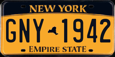 NY license plate GNY1942