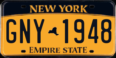 NY license plate GNY1948