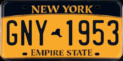 NY license plate GNY1953