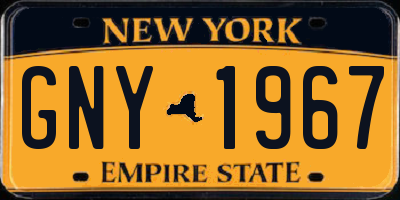 NY license plate GNY1967