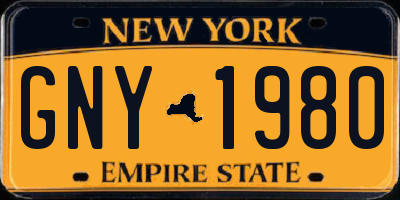 NY license plate GNY1980