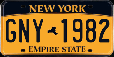 NY license plate GNY1982