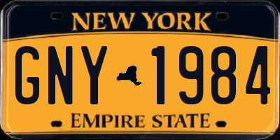 NY license plate GNY1984