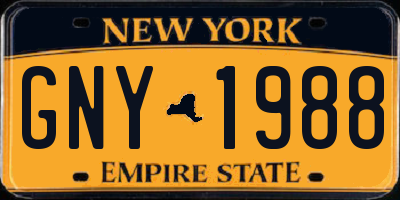 NY license plate GNY1988