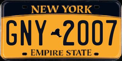 NY license plate GNY2007