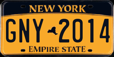 NY license plate GNY2014