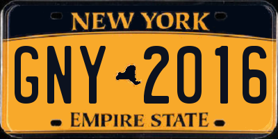 NY license plate GNY2016