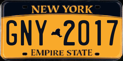 NY license plate GNY2017
