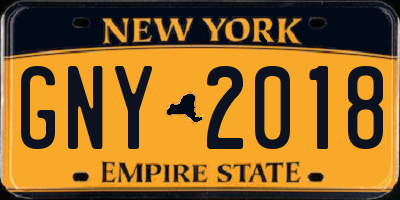 NY license plate GNY2018