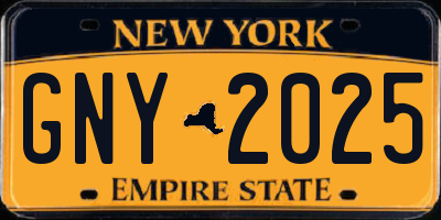 NY license plate GNY2025