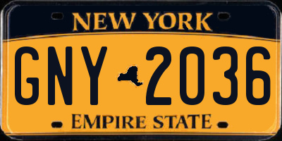NY license plate GNY2036