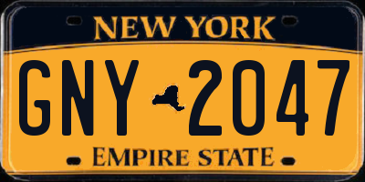 NY license plate GNY2047
