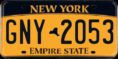 NY license plate GNY2053
