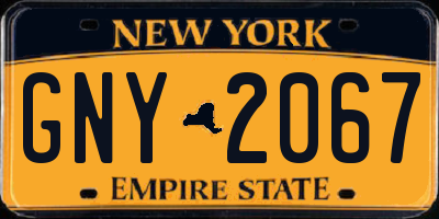 NY license plate GNY2067
