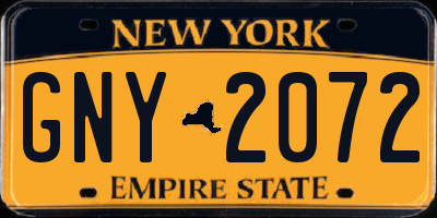 NY license plate GNY2072