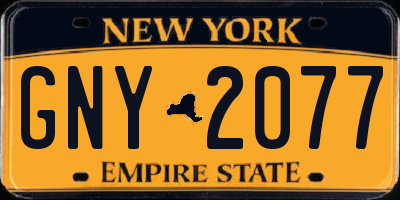 NY license plate GNY2077