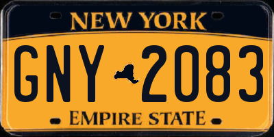 NY license plate GNY2083