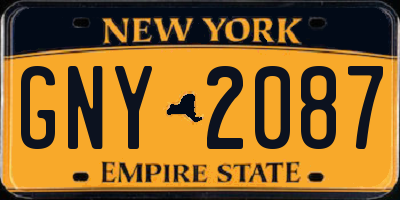 NY license plate GNY2087