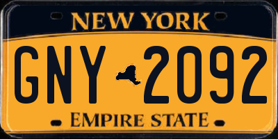 NY license plate GNY2092