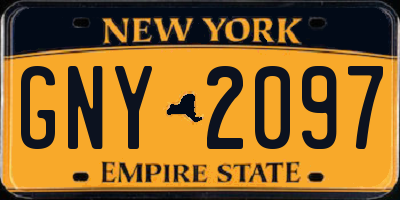 NY license plate GNY2097